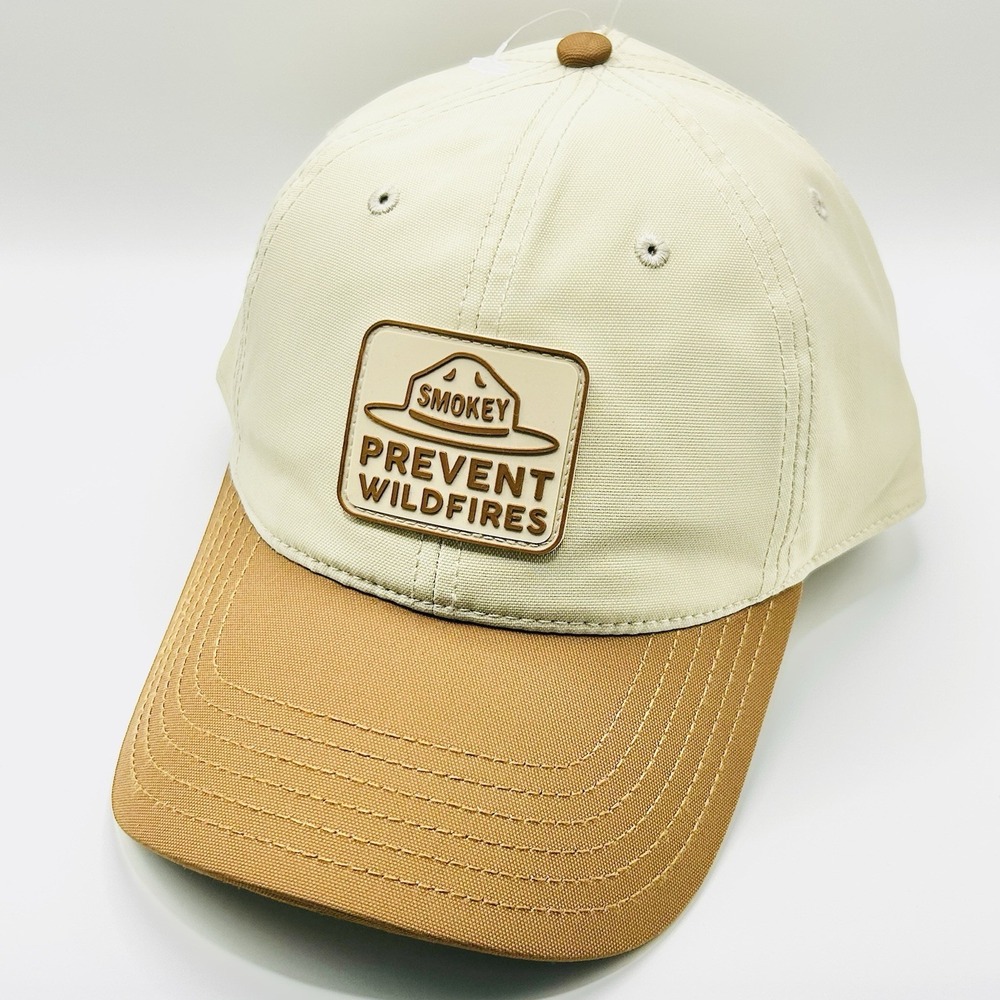 Smokey Bear Prevent Wildfires 2-Tone Hat Cap Snapback Adjustable Beige Outdoors
